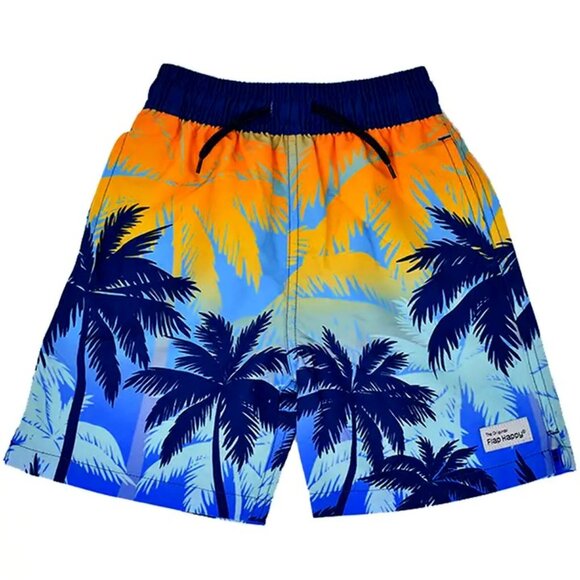 Kids UPF50+ Boys Wesley Swim Trunks with Mesh Liner - Palm Trees - Picture 1 of 1